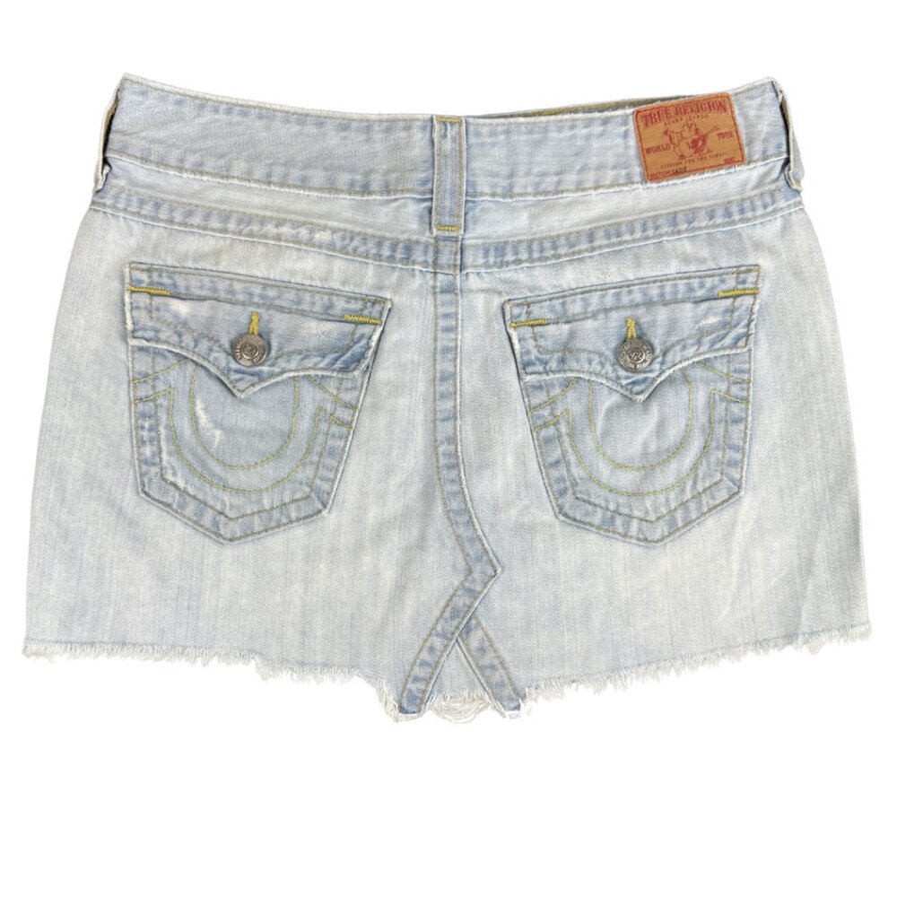 Vintage Y2K Lowrise True Religion Raw Hem Denim Mini Skirt